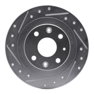 Toyota Avanza Brake Rotor (1) - Front Left - R1 Concepts - Drilled & Slotted - Silver - `07-`15